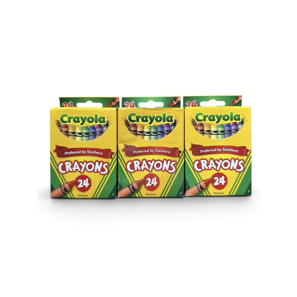 Lot of 3 Crayola Crayons - 24 Assorted Colors Per Pack DANDELION nontoxic